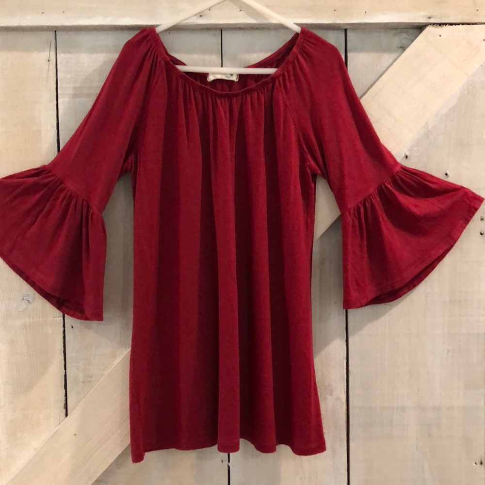 Pomelo girls red top with bell sleeves size 8